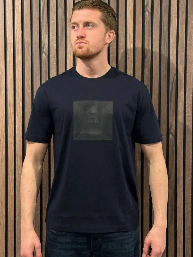 Boss - Tee Logo Rib - Blauw