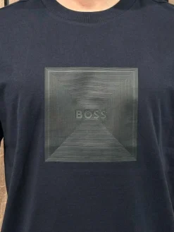 Boss - Tee Logo Rib - Blauw