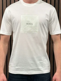 Boss - Tee Logo Rib - Wit