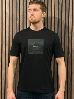 Boss - Tee Logo Rib - Zwart