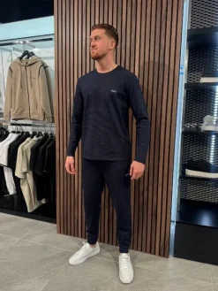 Boss - Waffle LS-Shirt - Blauw