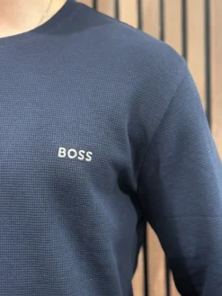 Boss - Waffle LS-Shirt - Blauw