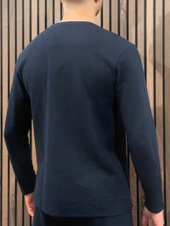 Boss - Waffle LS-Shirt - Blauw