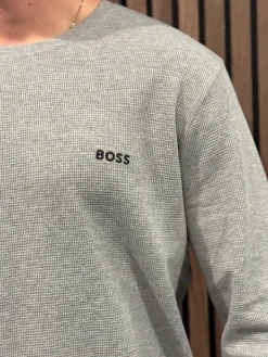Boss - Waffle LS-Shirt - Grijs