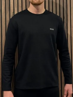 Boss - Waffle LS-Shirt - Zwart