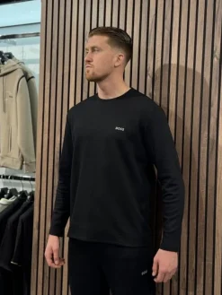 Boss - Waffle LS-Shirt - Zwart