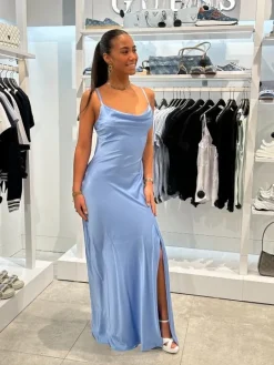 Guess - Adle Lace Neckline Long Dress - Blauw