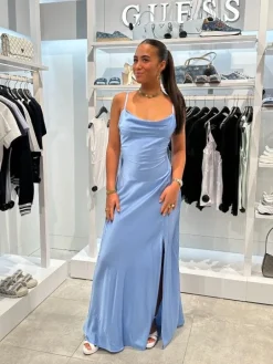 Guess - Adle Lace Neckline Long Dress - Blauw