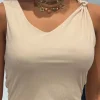 Guess - Aimee Ss Jewel Drap Top - Beige