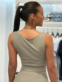 Guess - Aimee Ss Jewel Drap Top - Groen