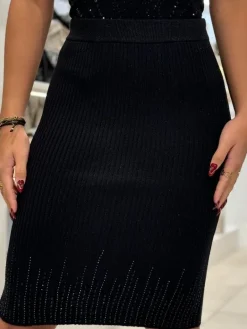 Guess - Alice Rhinestones Skirt - Zwart