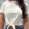 Guess - Cn Ss Eyelet Tone On Tone Tee - Beige