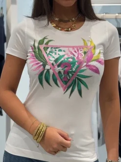 Guess - Cn Ss Leaf Triangle Tee - Wit