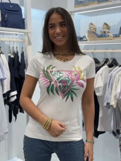 Guess - Cn Ss Leaf Triangle Tee - Wit