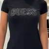 Guess - Cn Ss Logo Lace Tee - Zwart