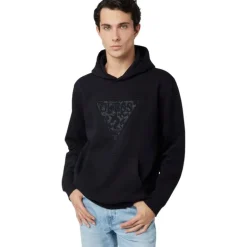 Guess - Embroidered Triangle Hoodie Sw - Zwart