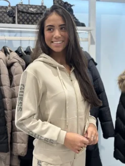 Guess - Hooded Scuba Sweatshirt - Beige