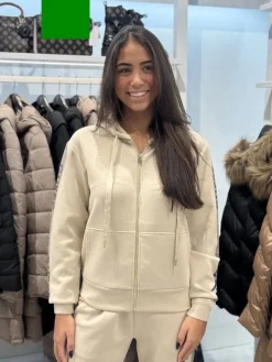 Guess - Hooded Scuba Sweatshirt - Beige