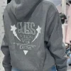 Guess - Hoodie Shiny Cord Sweater - Grijs