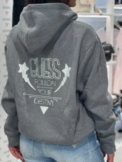 Guess - Hoodie Shiny Cord Sweater - Grijs