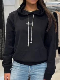 Guess - Hoodie Shiny Cord Sweater - Zwart