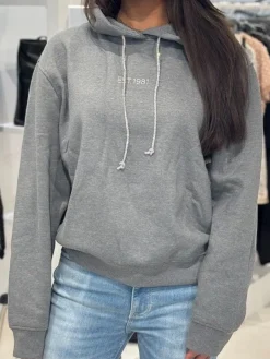 Guess - Hoodie Shiny Cord Sweater - Grijs