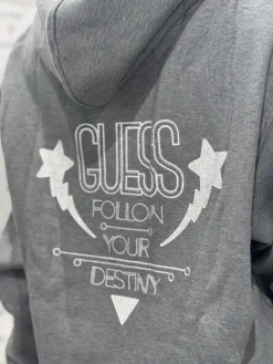 Guess - Hoodie Shiny Cord Sweater - Grijs