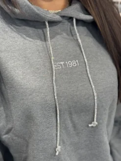 Guess - Hoodie Shiny Cord Sweater - Grijs
