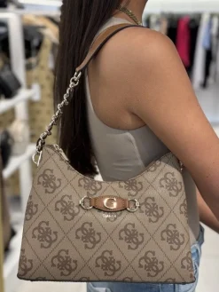 Guess - Izzy Top Zip Shoulder Bag - Bruin