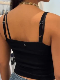 Guess - Khloe Rhinestones Tank Swtr - Zwart