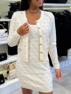 Guess - Paige 4G Stones Ls Cardi Sweater - Beige
