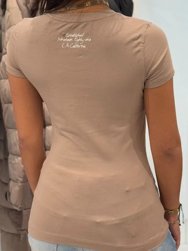 Guess - Ss Cn Cheeta Logo Triangle Tee - Beige