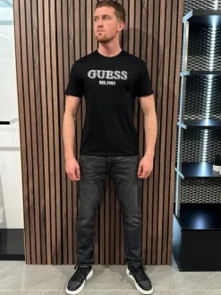 Guess - Ss Cn Guess Logo Tee - Zwart