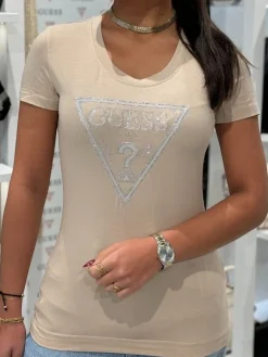 Guess - Ss Cn Shiny Triangle Tee - Beige