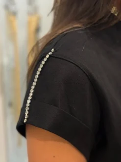Guess - Ss Cn Sleeves Strass Detail - Zwart