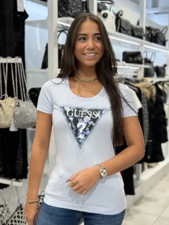 Guess - Ss Cn Triangle Flower Tee - Blauw