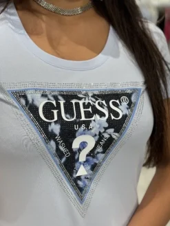 Guess - Ss Cn Triangle Flower Tee - Blauw