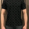 Guess - Ss Flocked Peony Polo - Zwart