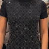 Guess - Ss Mock Neck All Over Logo Tee - Zwart