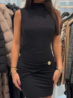 Guess - Zama Button Detail Dress - Zwart