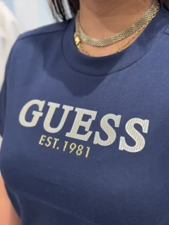 Guess Active - Cn Ss Cropped Washed Logo Tee - Blauw