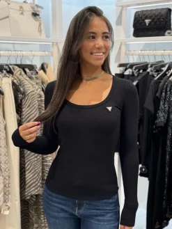 Guess Active - Colette Ls Rib Top - Zwart