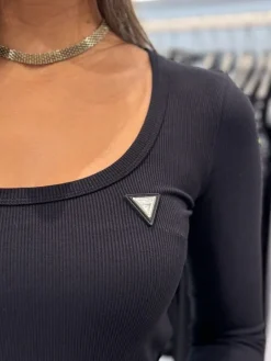 Guess Active - Colette Ls Rib Top - Zwart