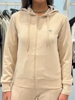 Guess Active - Olympe Full Zip Hoodie Sweatshirt - Beige