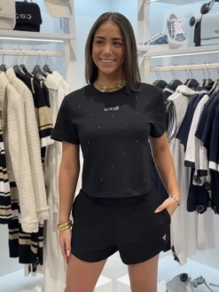 Guess Active - Primula Rhinestones Boxy Tee - Zwart