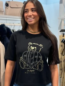 Guess Active - Rhinestone Bear Boxy T-shirt - Zwart