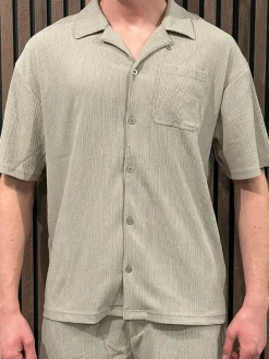 Malelions - Men Seersucker Shirt - Bruin