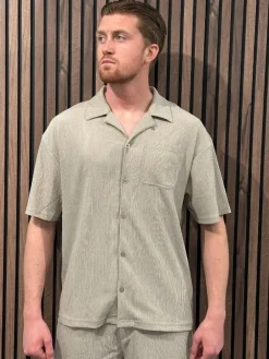 Malelions - Men Seersucker Shirt - Bruin