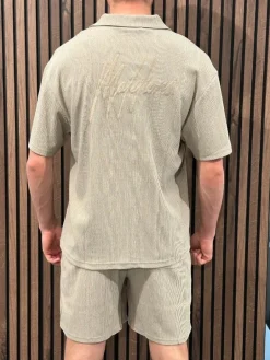 Malelions - Men Seersucker Shirt - Bruin