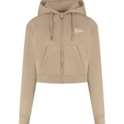 Malelions - Women Cropped Zip Hoodie - Beige